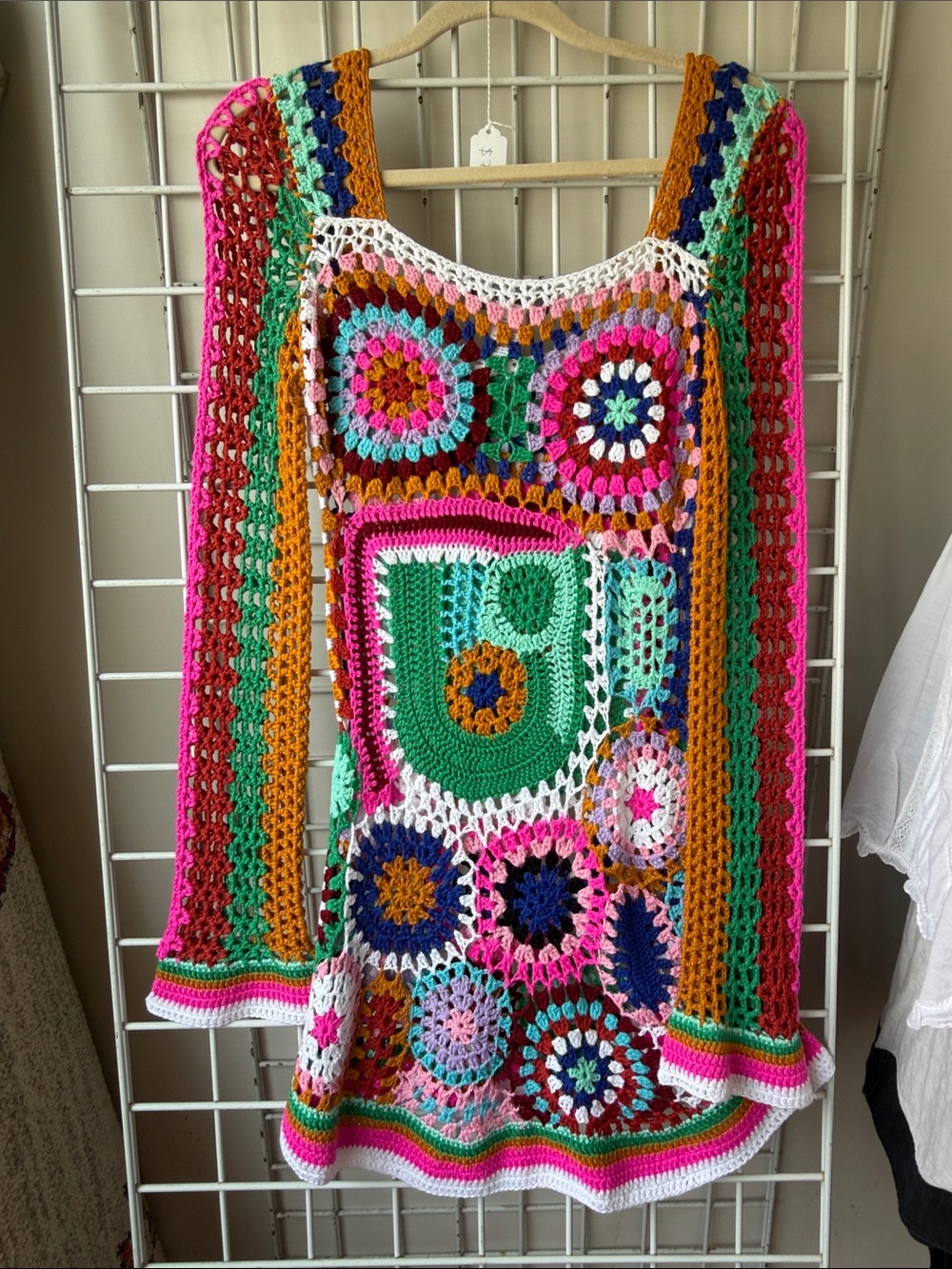 NWT AKIRA Bright Multicolor Crochet Scoop Neck Sweater Size Medium - Picture 4 of 4